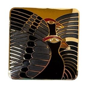 LAUREL BURCH Vintage Earrings Moondoves Black Gold Enamel Post